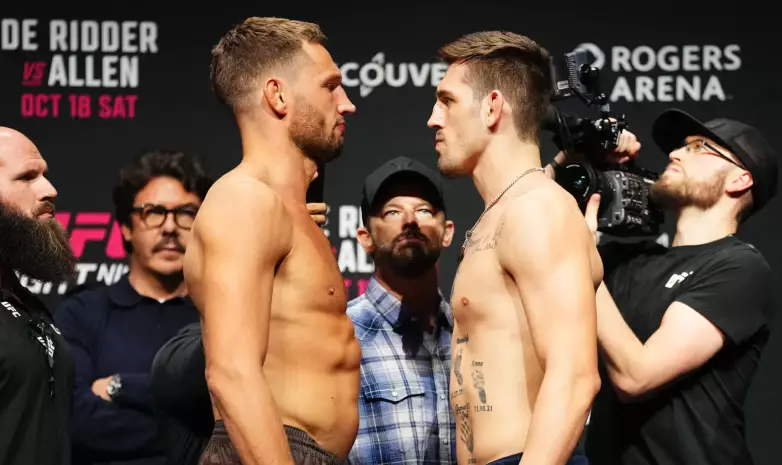 Результаты взвешивания UFC Ванкувер: Де Риддер и Аллен — полные итоги. Видео