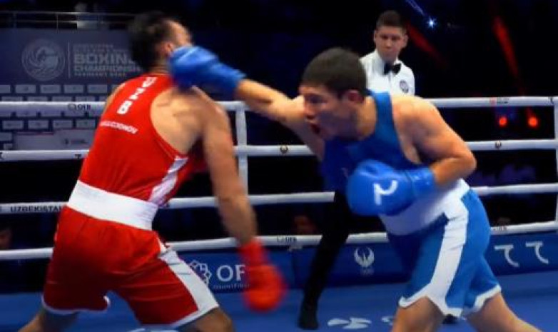 Бой казахского боксера с чемпионом мира из Узбекистана. Видео