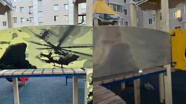 Астанчан возмутили военные рисунки на детской площадке: акимат отреагировал