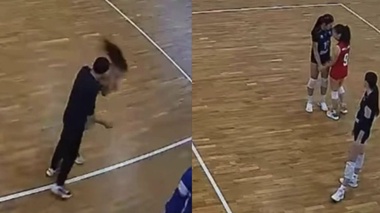 Волейбол жарысы кезінде жаттықтырушы шәкіртіне қол жұмсады (ВИДЕО)