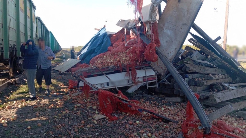 Ақмола облысында жүк көлігі пойызбен соқтығысты - 23 тонна пияз шашылды